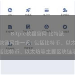 Bitpie教程官网 比特派钱包支持的区块链网络一览: 包括比特币、以太坊等主要区块链项目